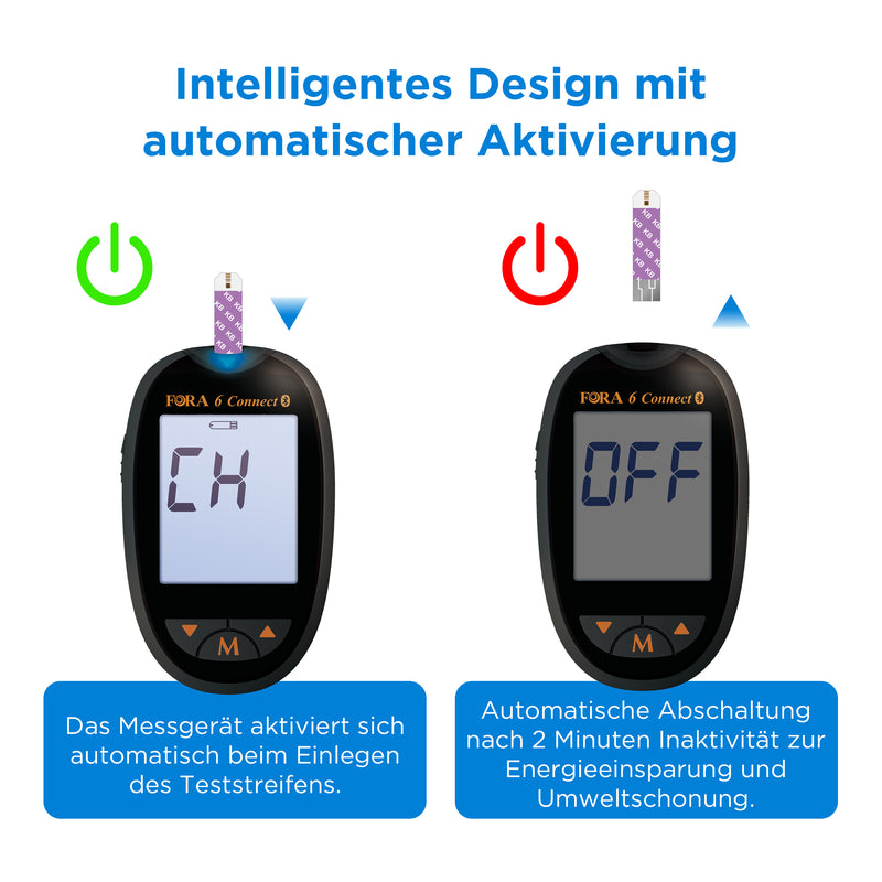 FORA 6 Connect Bluetooth | Ketonmessgerät Starter-Set mit 10 Keton-Teststreifen