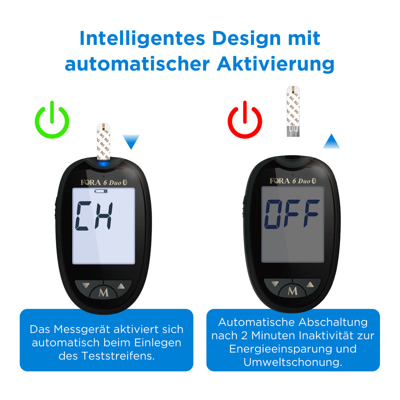FORA 6 Duo Bluetooth | Blutzuckermessgerät mit 50 Blutzucker-Teststreifen
