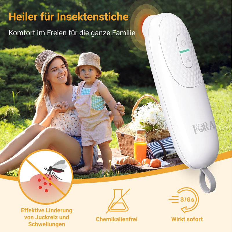 FORA Insektenstichheiler – Elektrischer Stichheiler mit Kindermodus gegen Juckreiz & Schwellung nach Mückenstichen | Für Kinder ab 3 geeignet