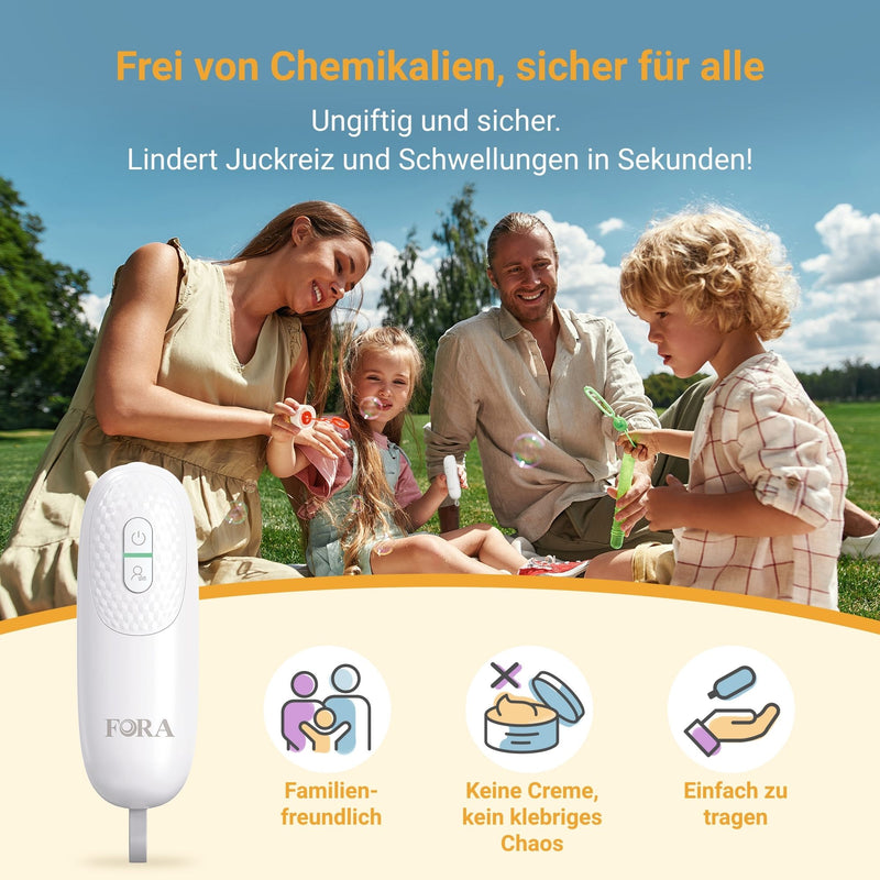 FORA Insektenstichheiler – Elektrischer Stichheiler mit Kindermodus gegen Juckreiz & Schwellung nach Mückenstichen | Für Kinder ab 3 geeignet