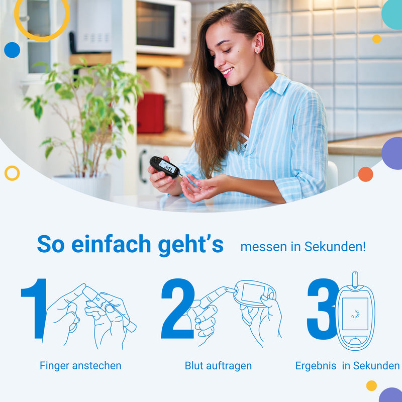 FORA 6 Connect | 4-in-1 Blutzucker-, Keton-, Cholesterin-, Harnsäure-Messgerät | Für die Selbstanwendung zu Hause | Bluetooth & App | Inkl. Teststreifen & Zubehör, Blau