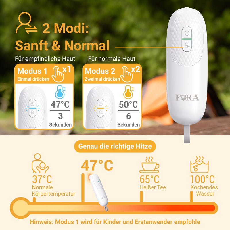 FORA Insektenstichheiler – Elektrischer Stichheiler mit Kindermodus gegen Juckreiz & Schwellung nach Mückenstichen | Für Kinder ab 3 geeignet