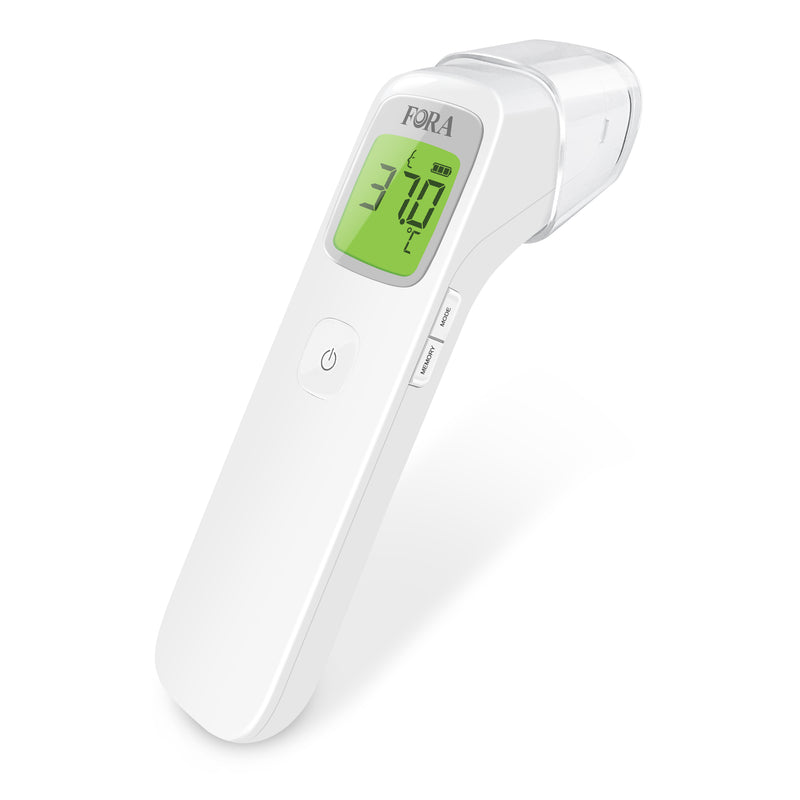FORA IR42 medizinisches Fieberthermometer für die Stirn, berührungslos, klinisch getestet, LCD-Bildschirm, unkomplizierte Messung auch für Babys und Kinder, weiß