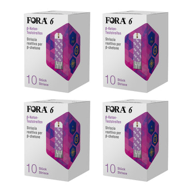 4er-PACK: 4x FORA 6 β-Keton-Teststreifen (KB) / 40 Stück (Box)