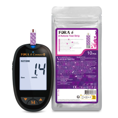 FORA 6 Connect Bluetooth | Ketonmessgerät Starter-Set mit 10 Keton-Teststreifen