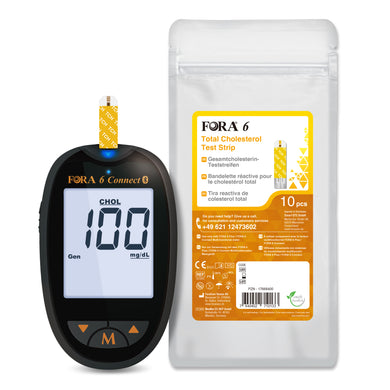 FORA 6 Connect Bluetooth, mit 10 pcs Gesamtcholesterin-Teststreifen cholesterin messgeräte