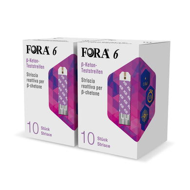 DOPPELPACK: 2x FORA 6 β-Keton-Teststreifen (KB) / 20 Stück (BOX)