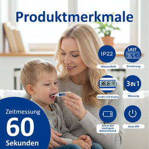 GEON MT-B162 Fieberthermometer digital, ca. 60 Sek., starre Spitze, Blau