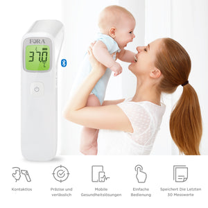 FORA IR42 medizinisches Fieberthermometer für die Stirn, berührungslos, klinisch getestet, LCD-Bildschirm, unkomplizierte Messung auch für Babys und Kinder, weiß