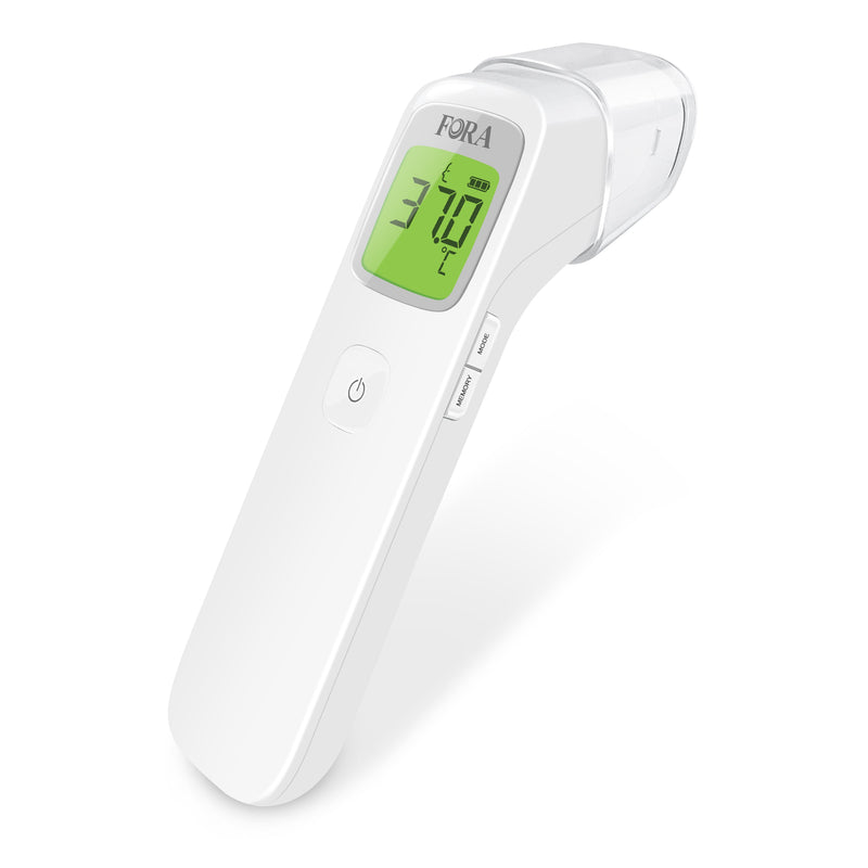FORA IR42b medizinisches Fieberthermometer für die Stirn mit bluetooth, berührungslos, klinisch getestet, LCD-Bildschirm, unkomplizierte Messung auch für Babys und Kinder, weiß